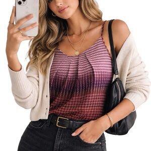 CAbi Burgundy Houndstooth Cami Top Size XS